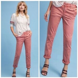 Anthropologie Chino Relaxed Straight Leg Bubblegum Pink Pants size 27